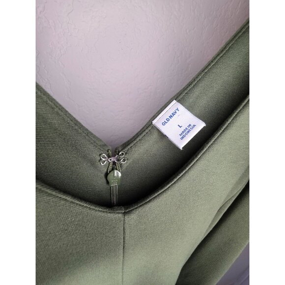 Old Navy Women’s Green Sleeveless Wide Leg Jumpsuit Size Large Belted V-Neck - Picture 4 of 16